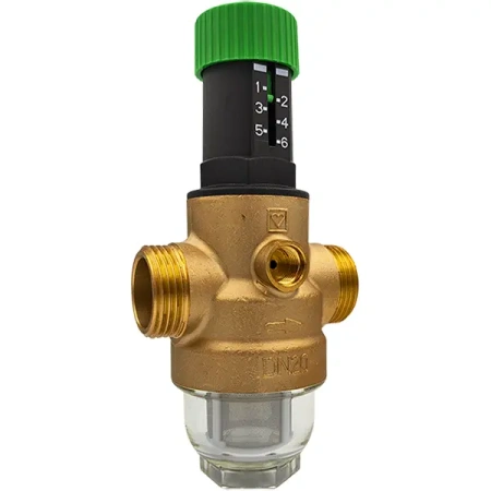 Reduktor Ciśnienia Wody DN20 3/4 Membranowy z Filtrem i Manometrem HERZ