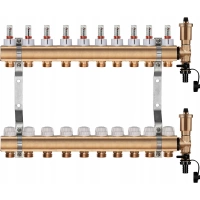 Rozdzielacz do ogrzewania podłogowego – 10 sekcji (mosiężny)
