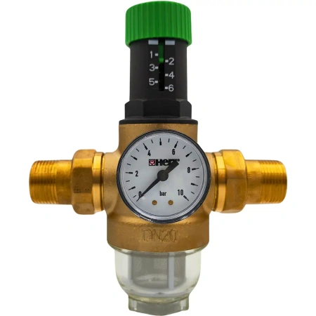 Reduktor Ciśnienia Wody DN20 3/4 Membranowy z Filtrem i Manometrem HERZ