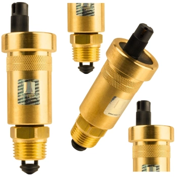 Odpowietrznik automatyczny AFRISO PrimoVent pionowy mosiężny z zaworem stopowym Aquastop DN15 - 1/2