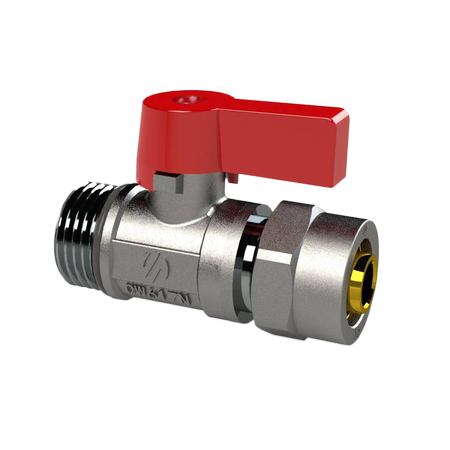 ARCO Zawór ze złączką na pex 16x1/2 gz - motylek czerwony