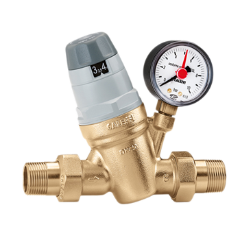 CALEFFI Regulator ciśnienia z manometrem, wymiennym wkładem oraz wskaźnikiem nastawy - 1