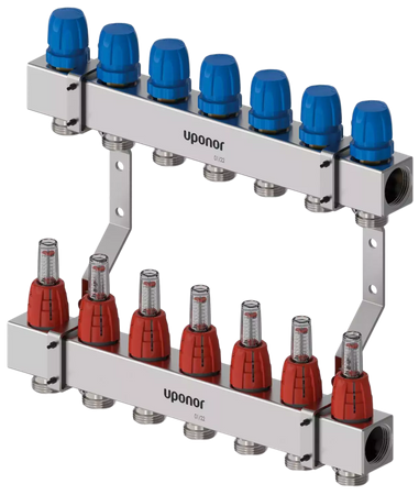 UPONOR Rozdzielacz do podłogówki nierdzewny - 7 (bez odpowietrzników i spustów)